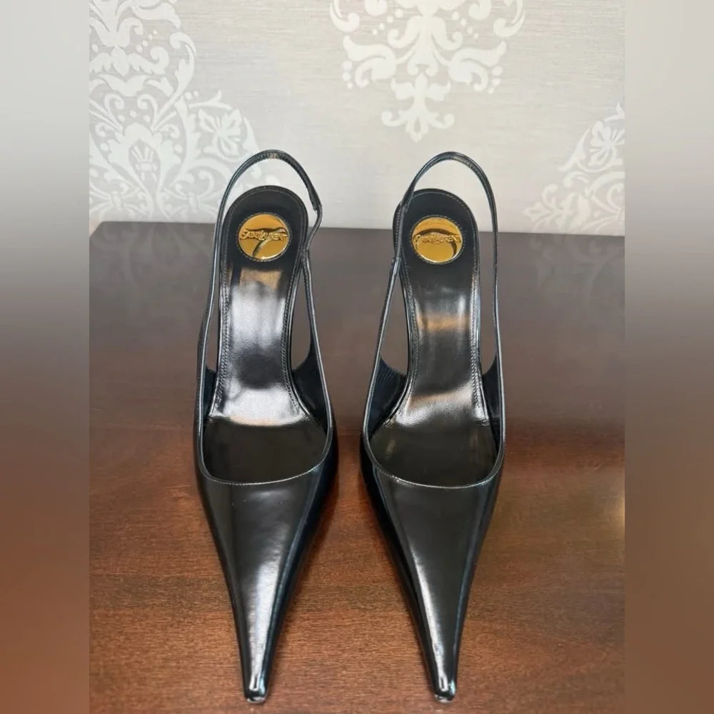 Saint Laurent Vendome Patent Leather Slingback Pumps - Picture 3 of 5